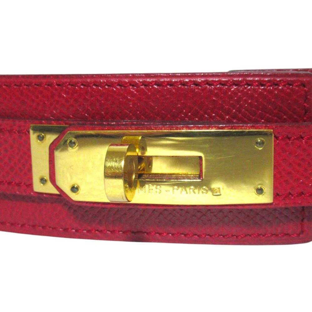 HERMES Kelly Leather Belt, Size 70, Red with Gold-colored Hardware, V Stamp, ... - Picture 3 of 6